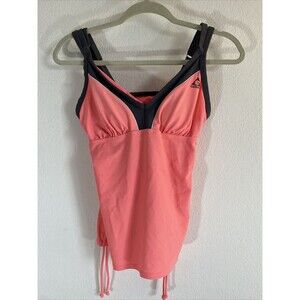 Gerry Swim Tankini Coral Pink Cinching Sides Padded w Adjustable Straps Top Sz S